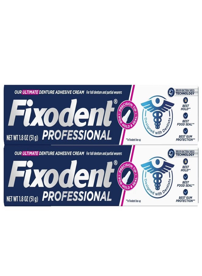 Fixodent Professional Ultimate Denture Adhesive Cream for Full and Partial Dentures, 1.8 oz, 2 Pack